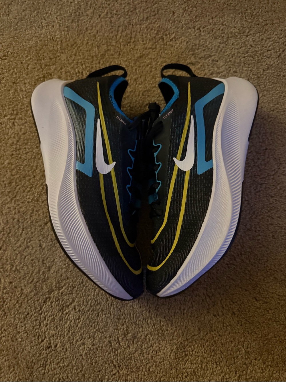 Size 7.5 - Nike Zoom Fly 4 Running Shoes Black Blue Comfort CT2392-003 Men's